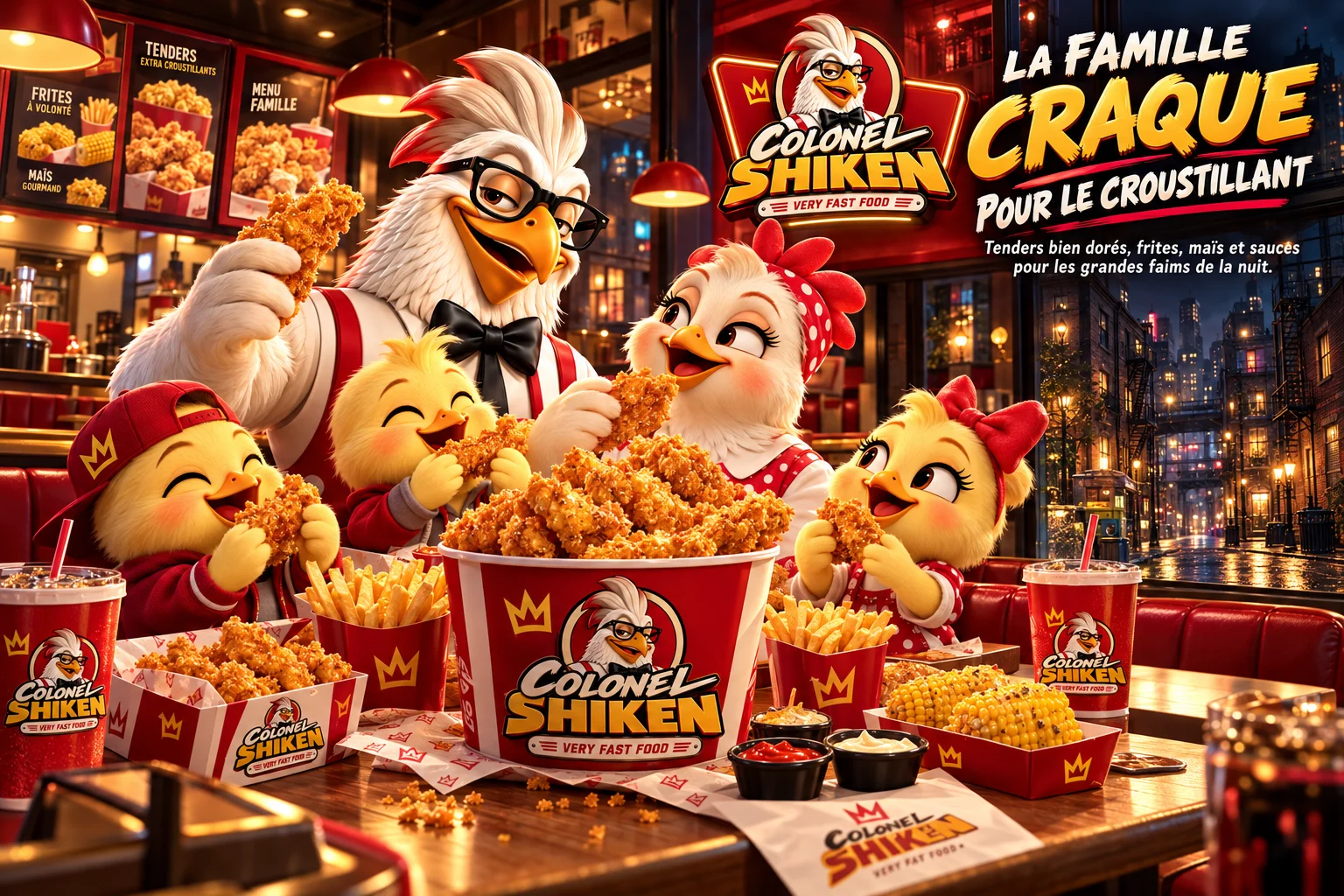 Publicidad Colonel Shiken : Menú familiar crujiente