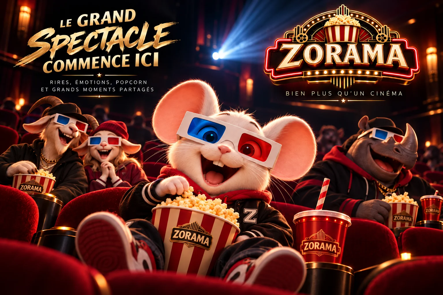 Publicidad Zorama : Cine 3D y palomitas