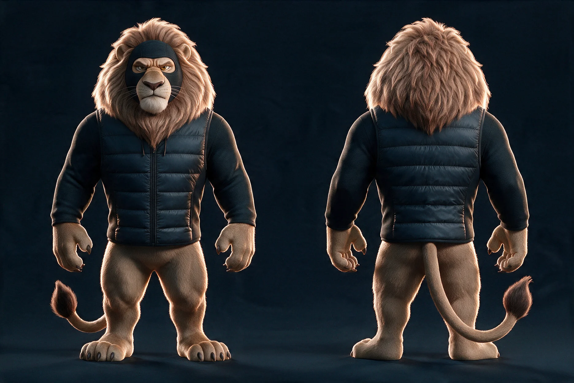 KING D LAYONE de frente y de espaldas con su ropa negra