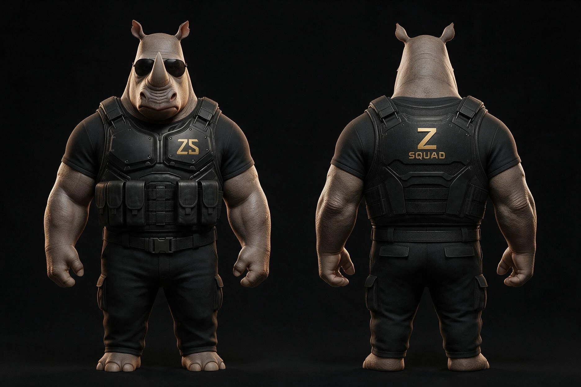 RENO von vorn und hinten in der Uniform der Z SQUAD