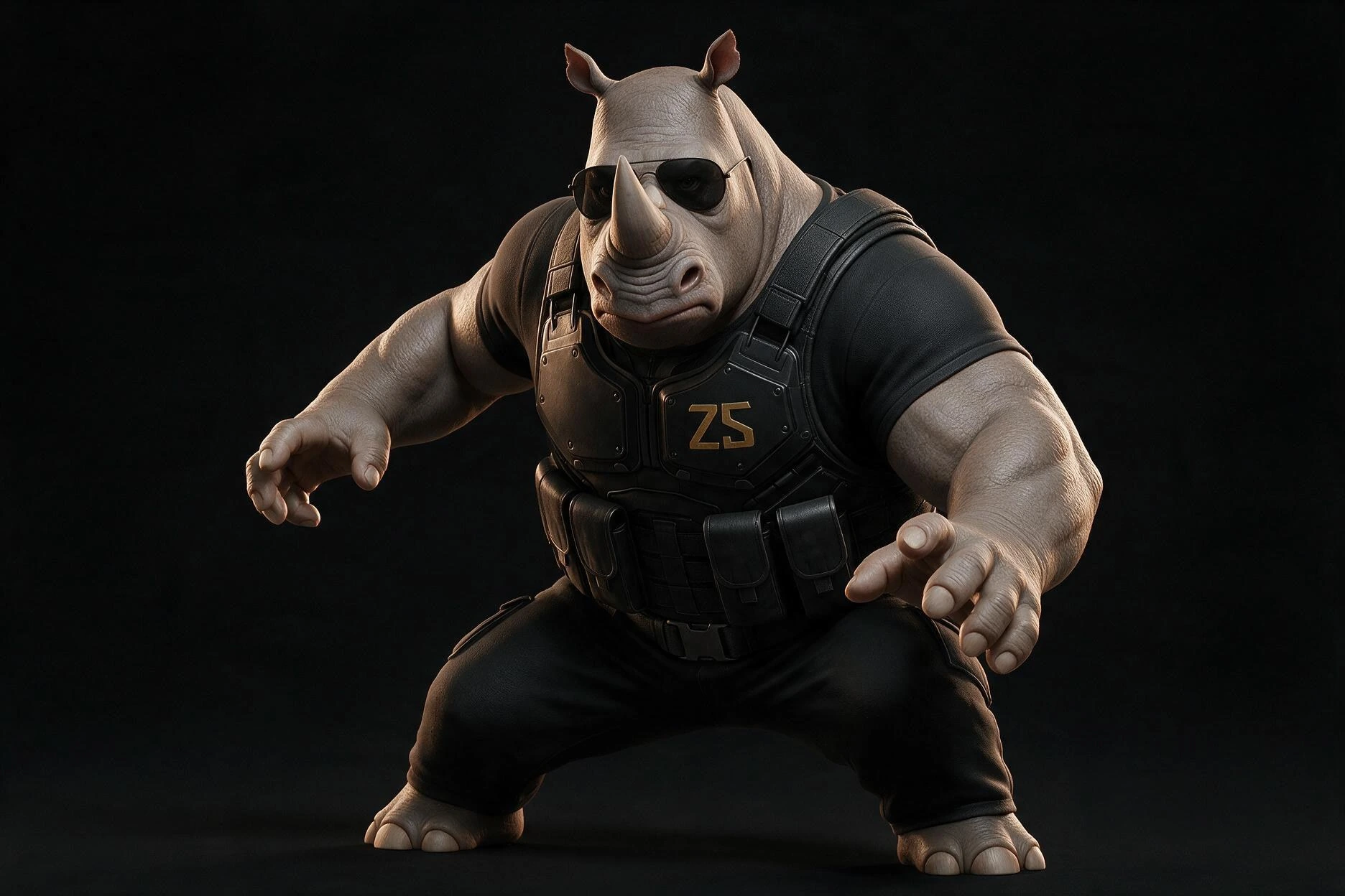 RENO in Einsatzhaltung in der Uniform der Z SQUAD