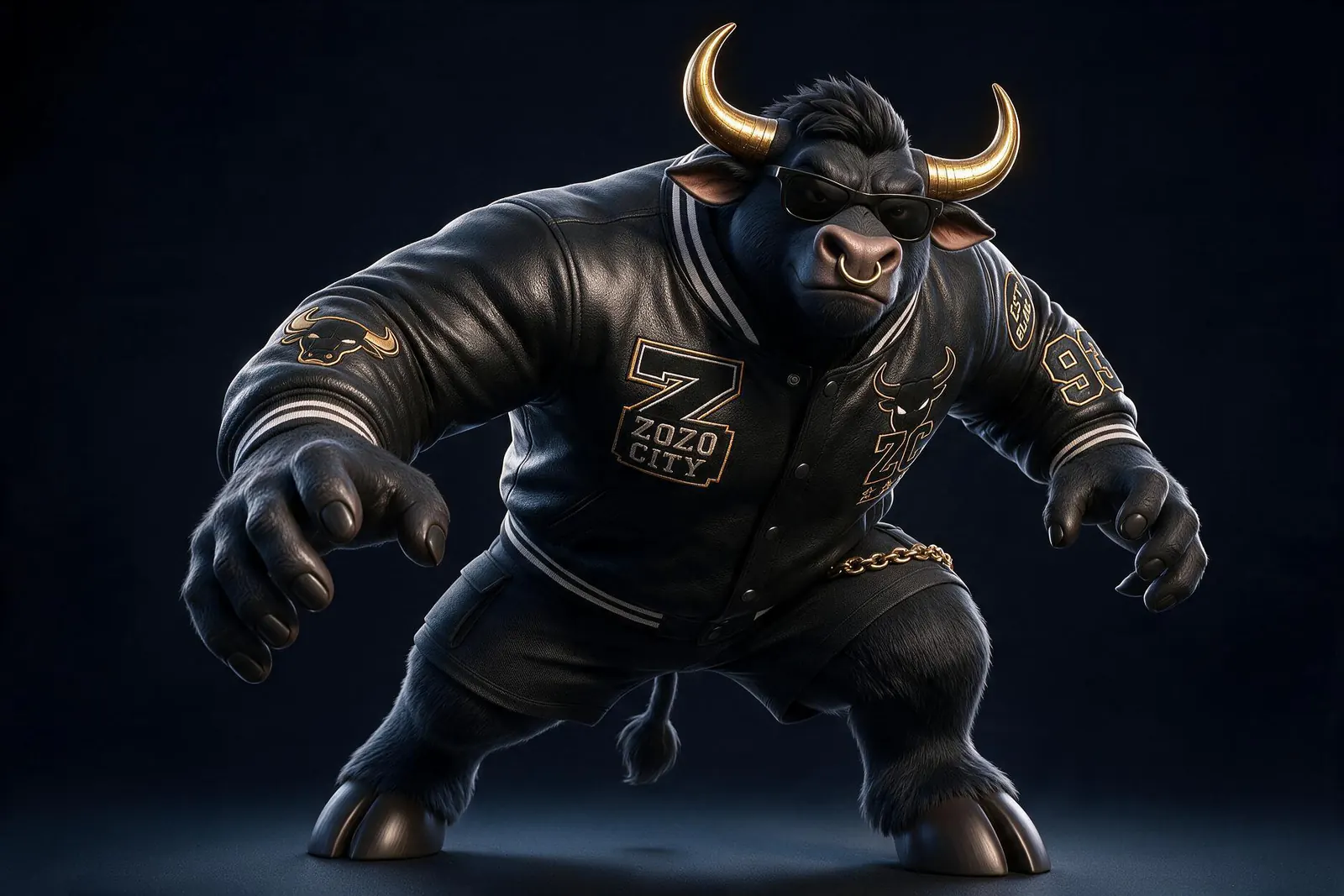 뿔을 낮추고 돌진 자세를 취한 KORIDA BLACK