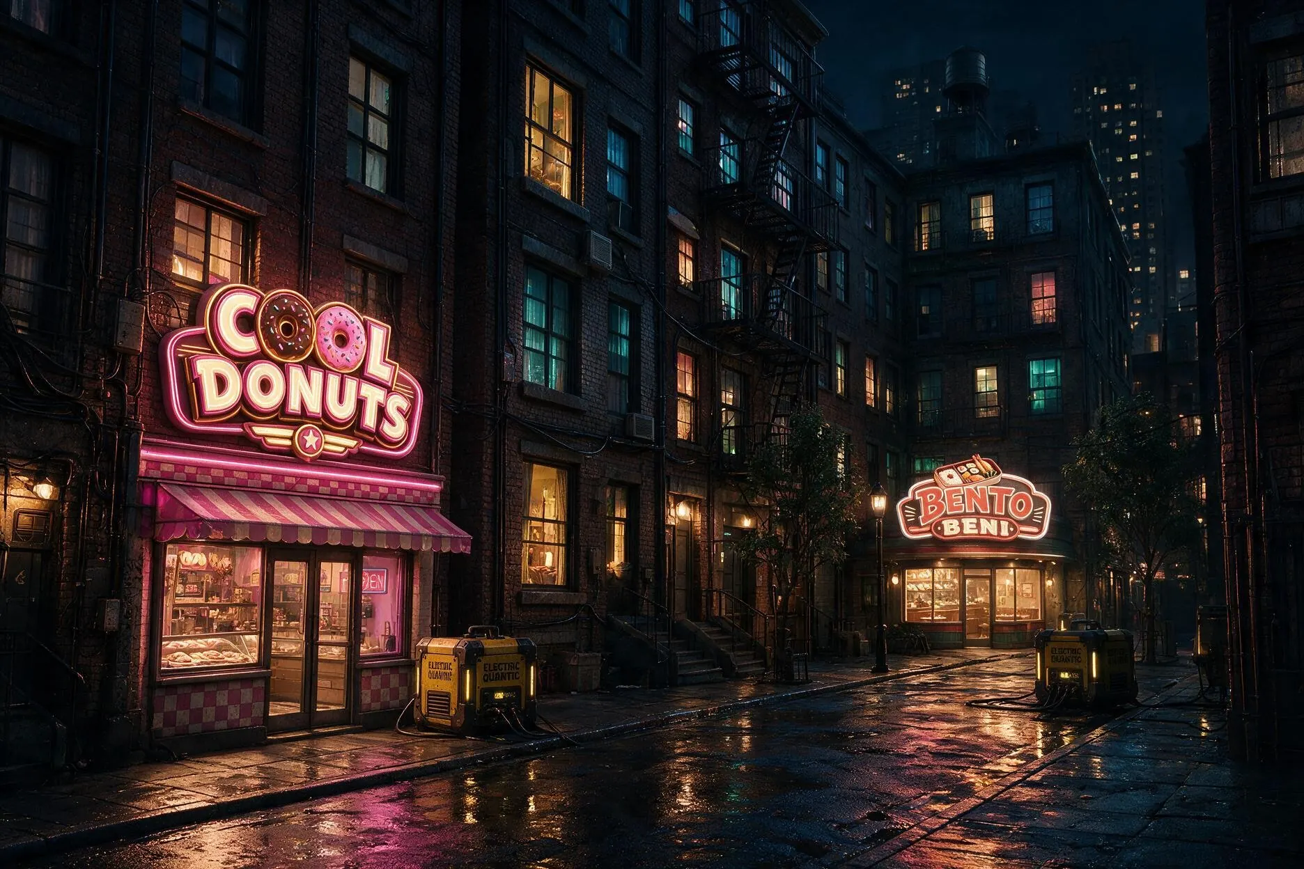 Cool Donuts y Bento Beni en una calle comercial de la Gran Grieta