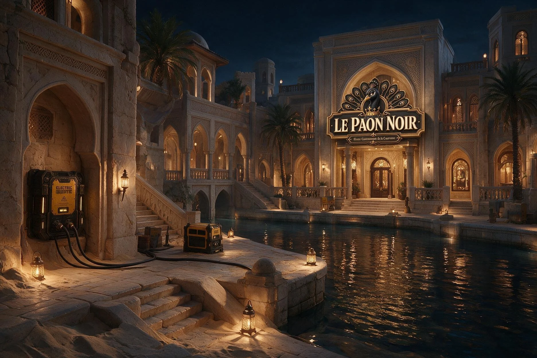 Le Sanctuaire의 운하 옆 Le Paon Noir 식당